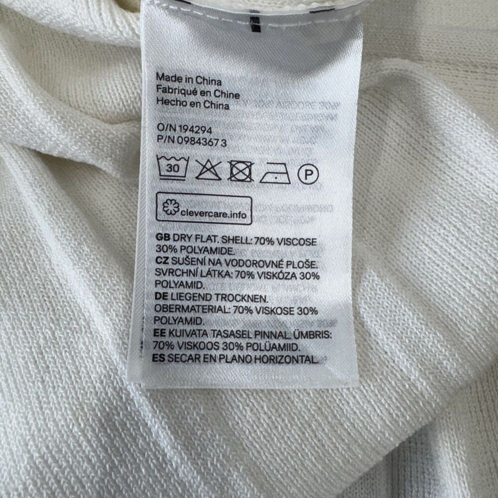 H&M Ivory Ribbed Knit Short Sleeve Collared V-Neck Pullover Dress Size M - Picture 9 of 9